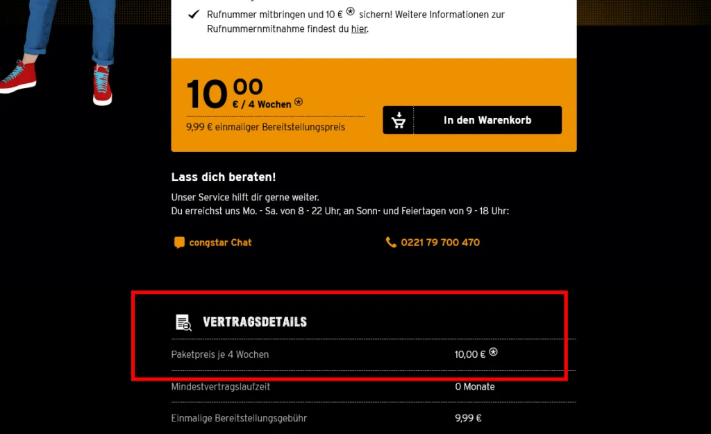 Grundgebühr bei den Congstar Prepaid Flat