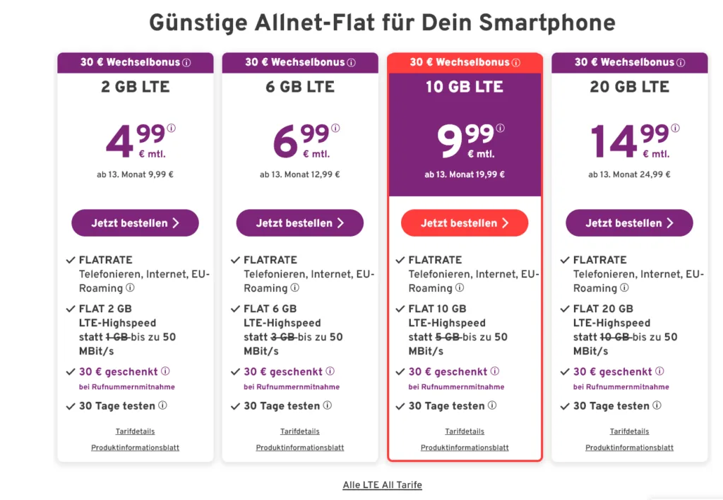 Yourfone Tarife und Sim