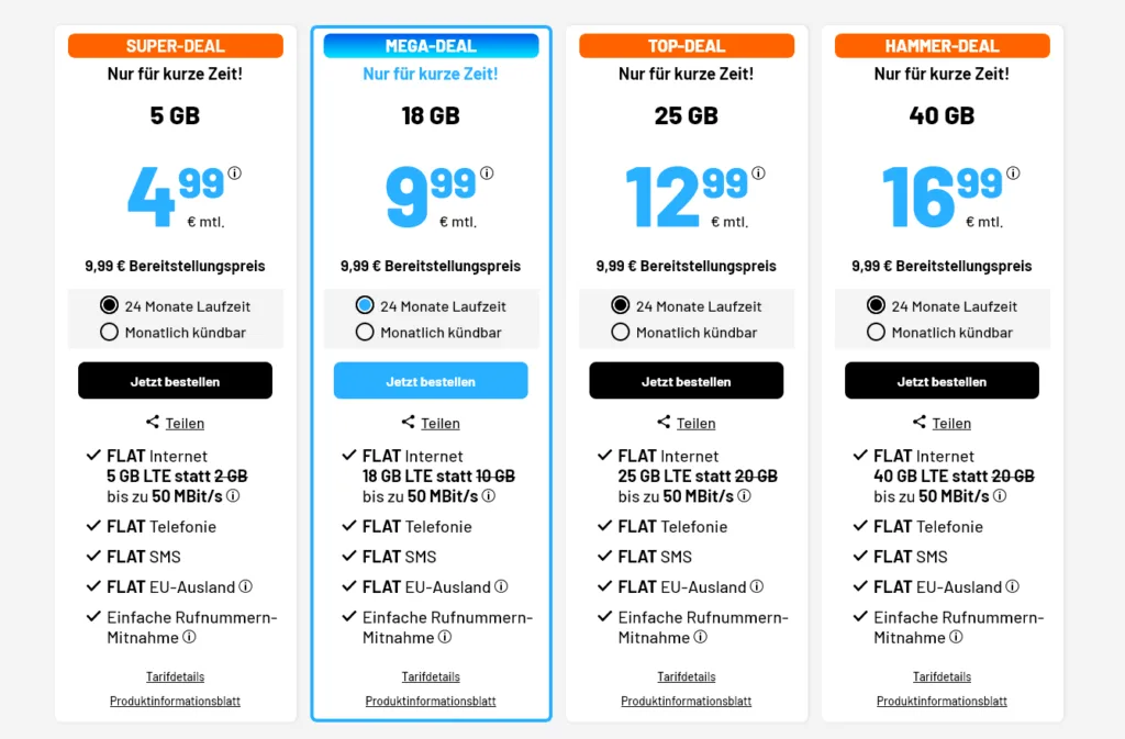 Sim.de Handytarife und Flat