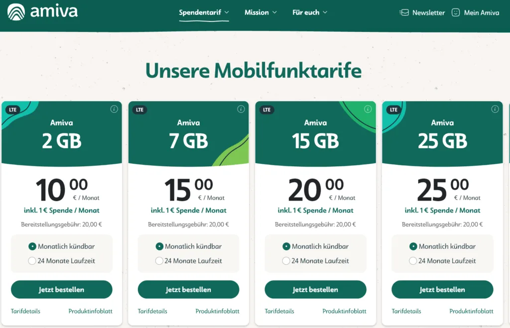Amiva Tarife (früher Tele2)