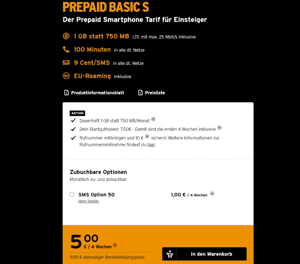 Congstar Prepaid Basic S