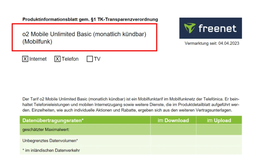 O2 Unbegrenztes Datenvolumen bei Talkline