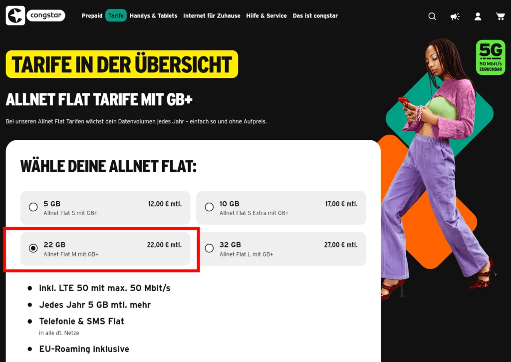 20 GB Flat bei Congstar