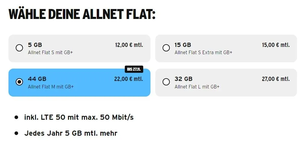GB+ Tarife bei Congstar