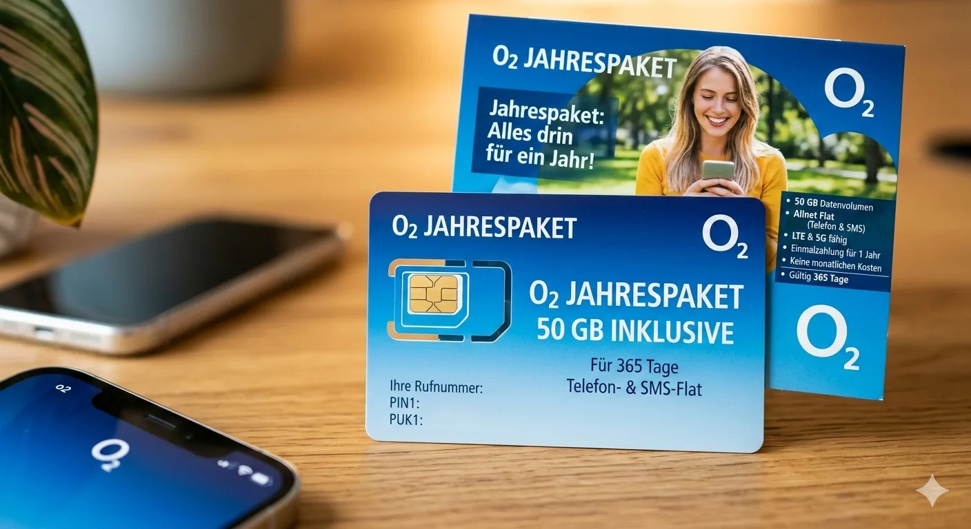 O2 Jahres-Datenpaket: 150 Gigabyte Volumen für ein komplettes Jahr buchen